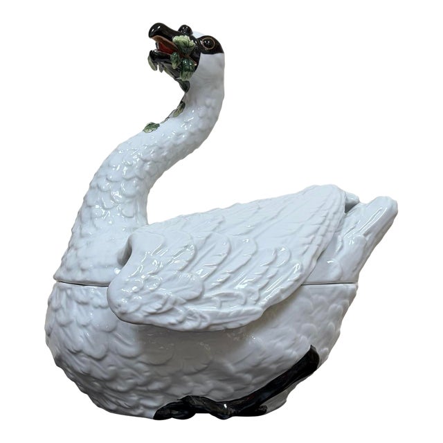 Late 20th Century Chelsea House Porcelain Swan Soup Tureen For Sale