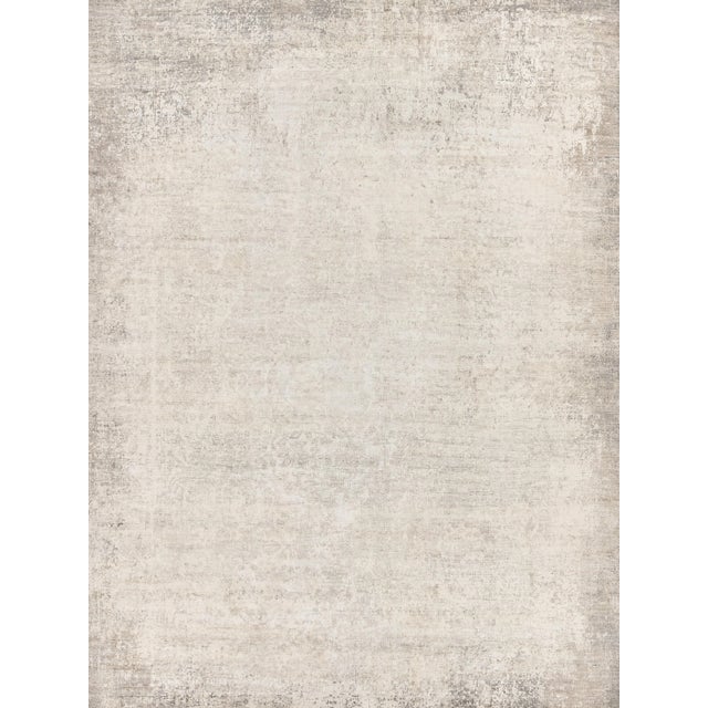 Textile Exquisite Rugs Fine Pure Silk Hand-Knotted Silk Silver/Ivory Rug-9'X12' For Sale - Image 7 of 7