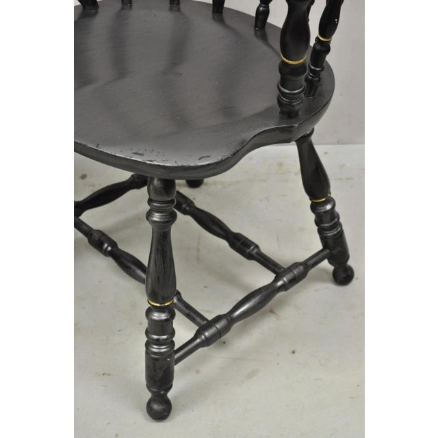 Vintage S. Bent & Bros Black Painted Eagle Colonial Pub Arm Chairs - A Pair For Sale - Image 11 of 12