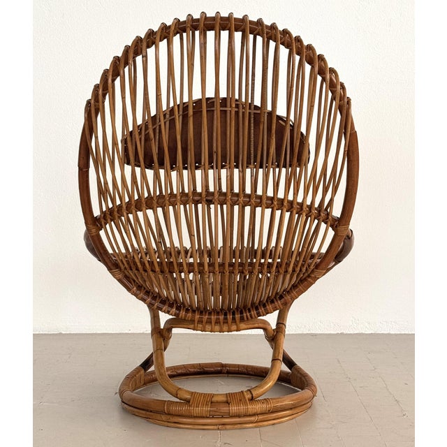 Wood Organic Bamboo Rattan Chair by Tito Agnoli for Pierantonio Bonacina, 1960s For Sale - Image 7 of 16