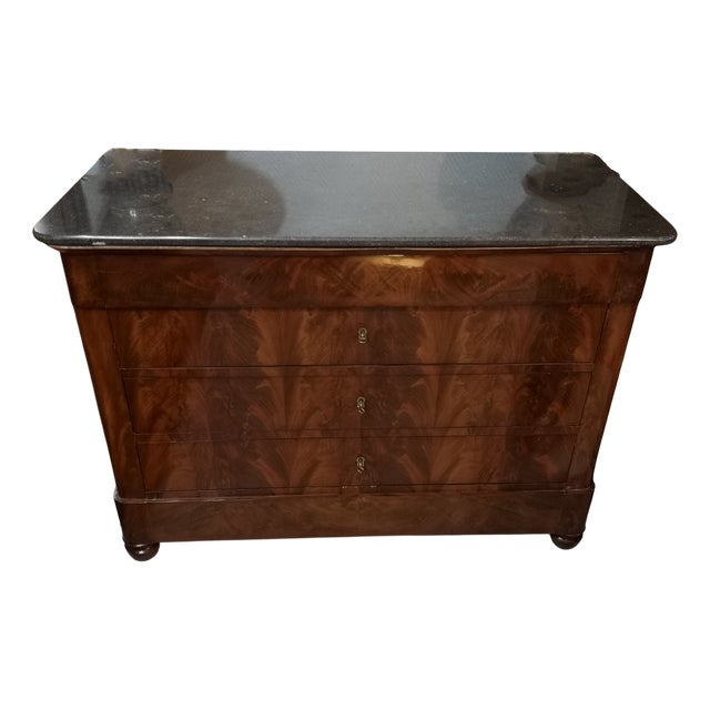 Wood Chest of Drawers with Marble Top For Sale