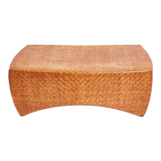 1970s Boho Chic Sculptural Wicker Ottoman For Sale