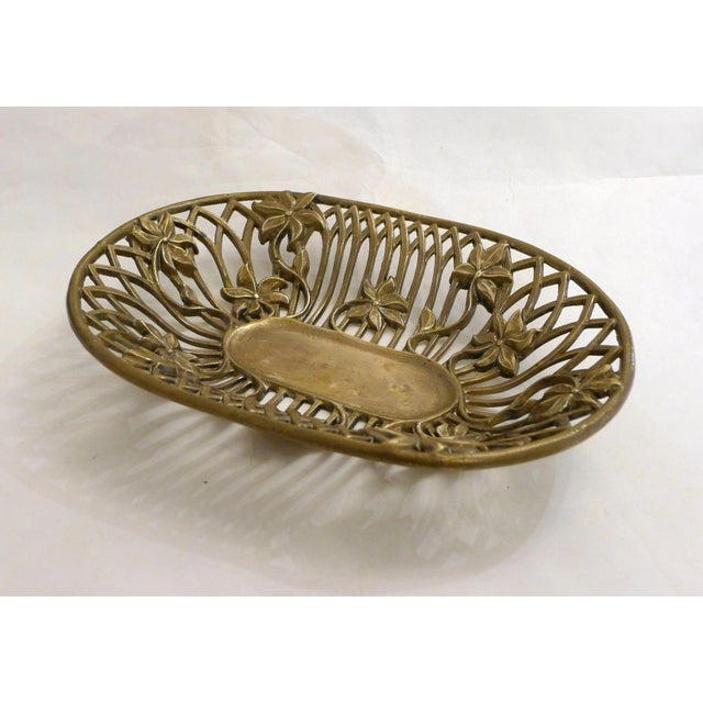 Mid-Century Art Nouveau Style Openwork Gilt Brass Basket, 1950s For Sale - Image 11 of 11