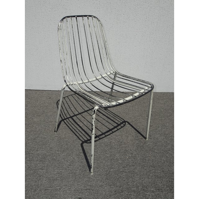 1970s Pair of Vintage Mid Century White Iron Side Chairs For Sale - Image 5 of 12