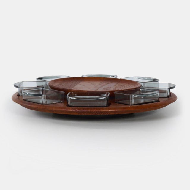 Brown Danish Lazy Susan Snack Tray from Digsmed, Denmark, 1960s, Set of 9 For Sale - Image 8 of 8