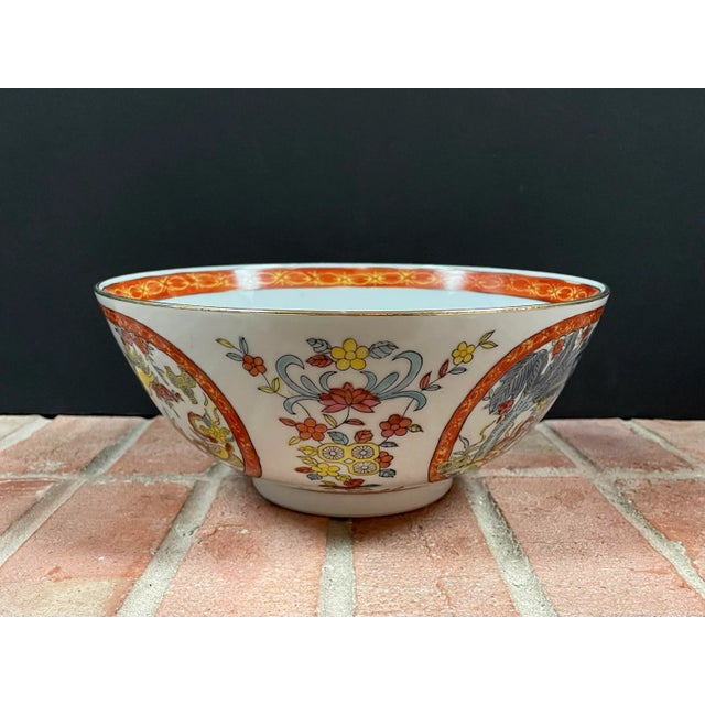 Chinese Vintage Chinese Hand Painted Foo Dog & Flora Porcelain Decorative Bowl For Sale - Image 3 of 11