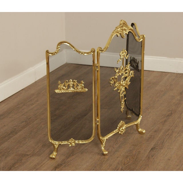 Rococo Style Quality Brass Fireplace Screen For Sale - Image 4 of 12