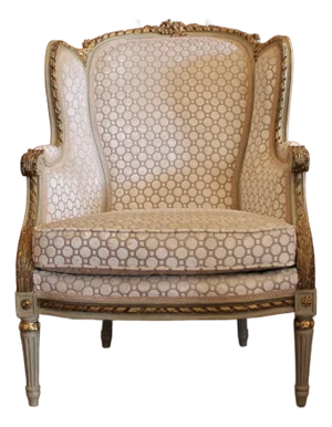 Large French Grey Painted and Parcel Gilt Bergère Armchair