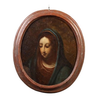 Northern Italian School Artist, Face of the Virgin Mary, Oil Painting on Canvas, Framed For Sale