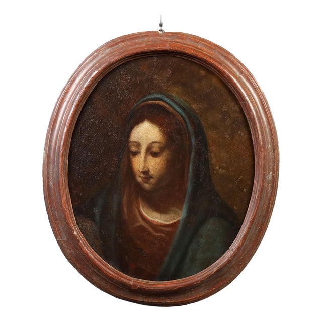 Northern Italian School Artist, Face of the Virgin Mary, Oil Painting on Canvas, Framed For Sale