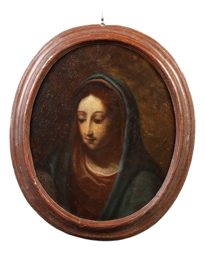 Northern Italian School Artist, Face of the Virgin Mary, Oil Painting on Canvas, Framed