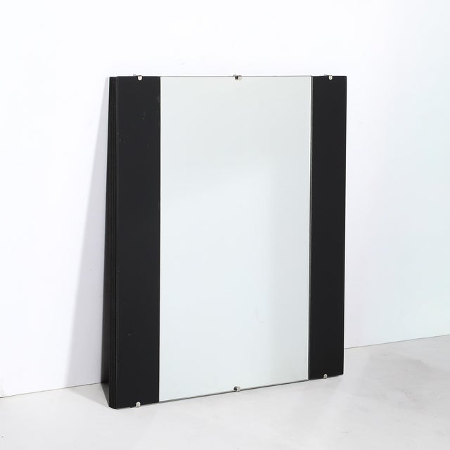 Black Art Deco Machine Age Tri-Panel Vitrolite Mirror For Sale - Image 8 of 11
