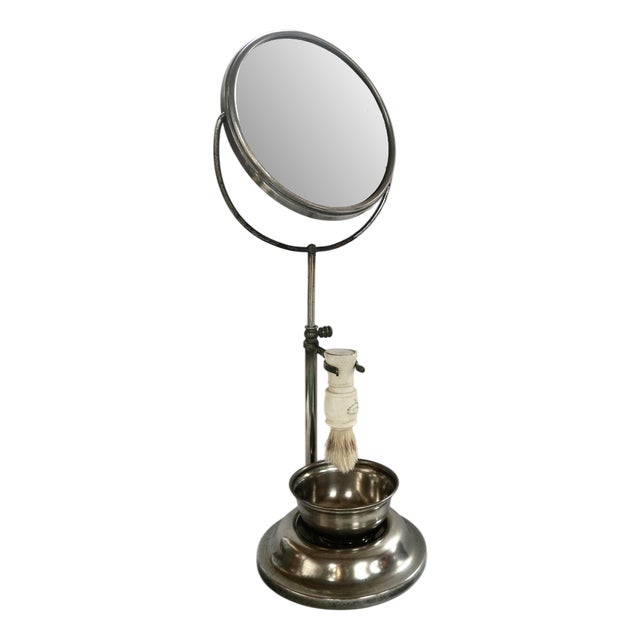 Vintage Adjustable Pedestal Shaving Mirror, 1930s For Sale