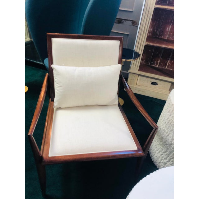 Modern History Home Modern History Brachisto Mid Century Modern Lounge Chair Walnut/Off-White For Sale - Image 4 of 6