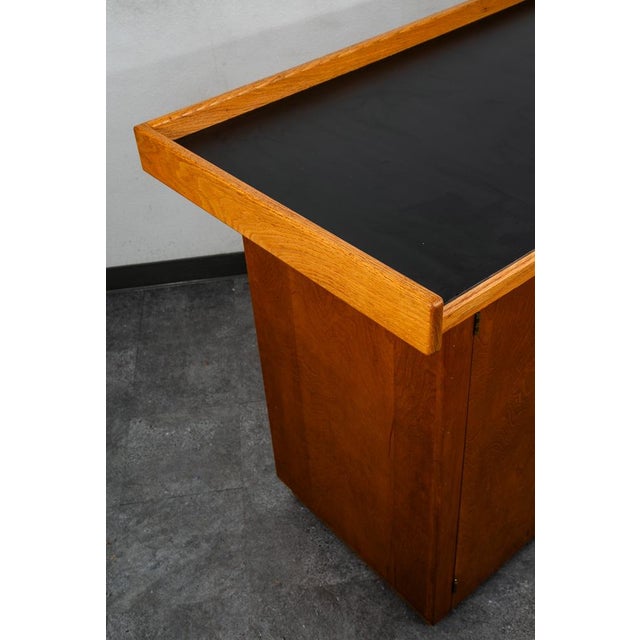 Black Mid Century Modern Cabinet Custom Bar Liquor White Oak Cabinet Shelves 72" Black For Sale - Image 8 of 12