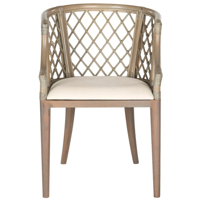 Lattice Back Armchair in Greige For Sale - Image 10 of 10