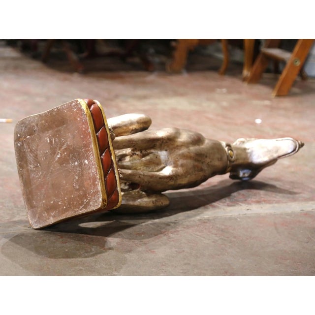 Vintage Italian Silvered Greyhound Dog Sculpture on Red Gilt Base For Sale - Image 10 of 11