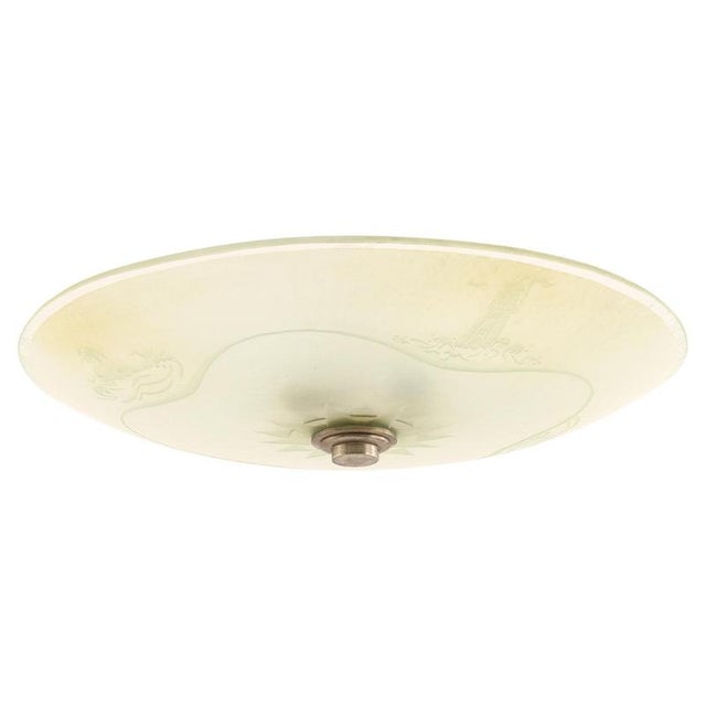Vintage Ceiling Lamp in Glass and Steel, 1940s For Sale - Image 10 of 10