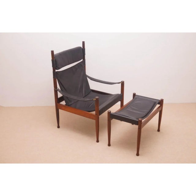Set of Safari Lounge Chair and Ottoman by Erik Wørts for Niels Eilersen, 1960s For Sale - Image 11 of 11