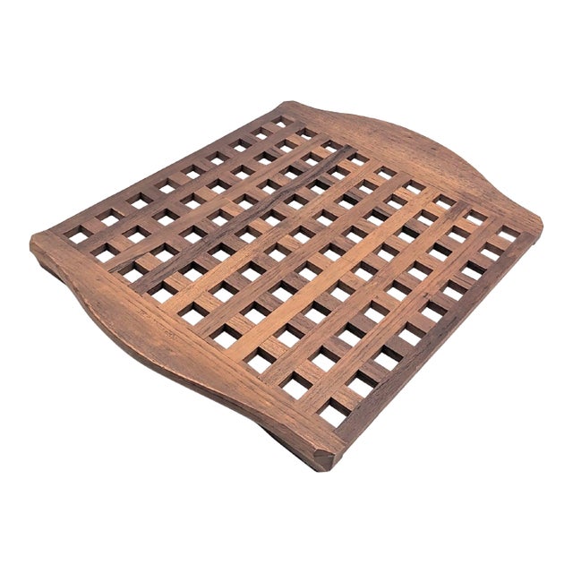 1950s Jens H Quistgaard Teak Wood Trellis Tray For Sale