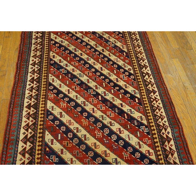 Red Extraordinary Ivory and Red Color With Symmetrical Design Antique Caucasian Shirvan Runner Rug For Sale - Image 8 of 12