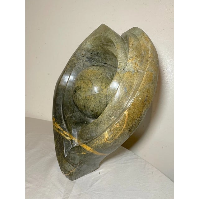 Large Modern Vintage Carved Solid Green Marble Stone Abstract Sculpture Statue For Sale - Image 9 of 13
