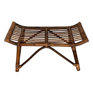 Vintage Bentwood Rattan Bench For Sale