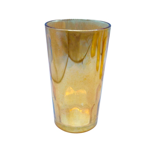 1930s Jeannette Marigold Peach Luster Honeycomb Tumblers - Set of 4 For Sale In Birmingham - Image 6 of 12