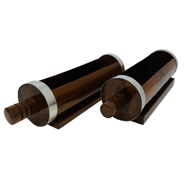 1970s Vintage Tabletop Rolling Pin Planters or Spice Racks - a Pair For Sale - Image 5 of 13