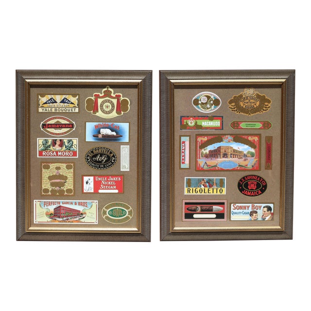 vintage cigar box labels mounted and framed set of 2 chairish