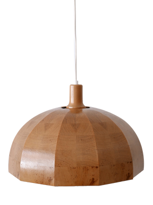 Mid-Century Modern Pine Wood Pendant Lamp, Sweden, 1960s