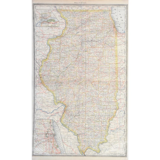 This remarkably preserved 32" x 20" antique map, titled "Map of Illinois," was published by G.W. Gray & Son, a prominent...