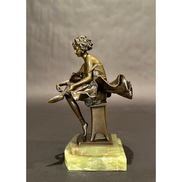 Art Deco 1920s Bronze Sculpture Of Seated Ballerina By Josef Lorenzl For Sale - Image 3 of 8