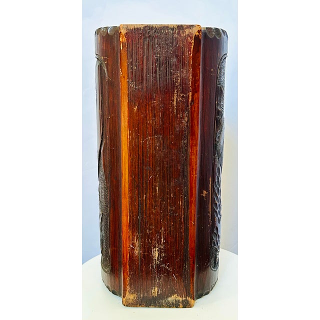 Wood Antique Chinese Carved Bamboo Water Carrier For Sale - Image 7 of 7