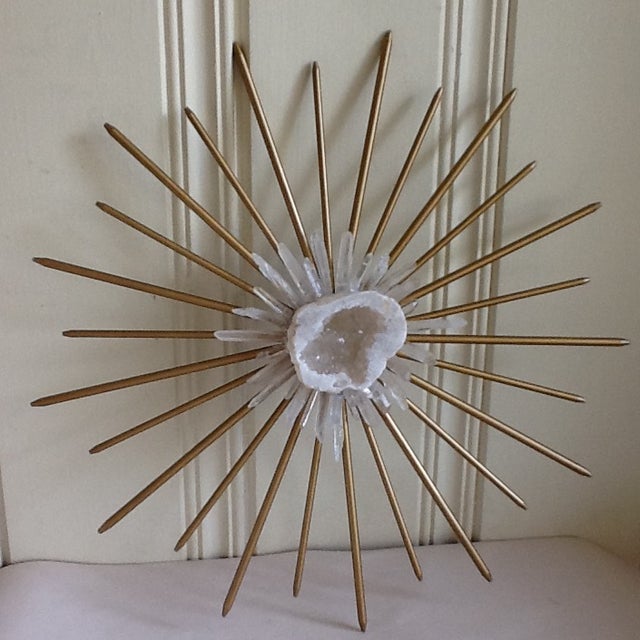 Brass & Raw Crystal Geode Starburst Wall Decor Chairish