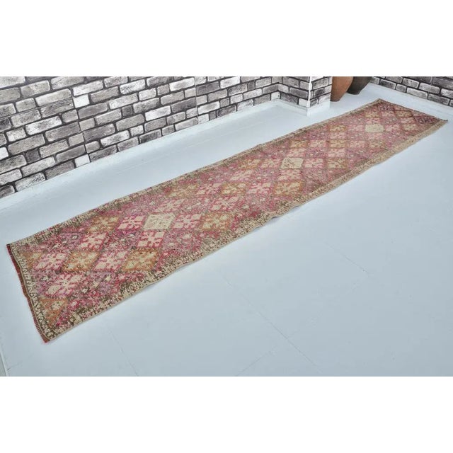Pink and Beige Hallway Runner Rug For Sale - Image 10 of 10