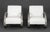 Pair of Ralph Lauren "Hudson Street" Lounge Chairs, with white leather upholstery and polished stainless steel frame,...