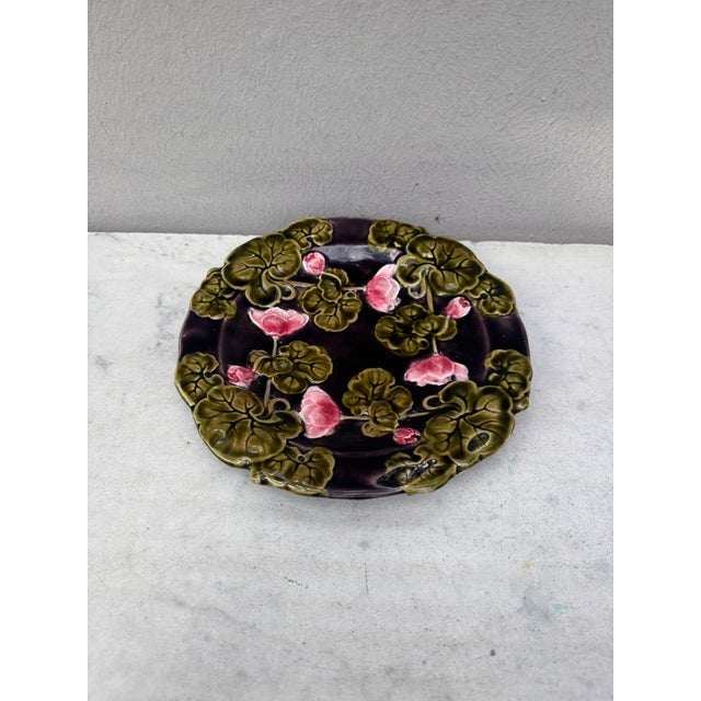 Small German Majolica Flowers Plate circa 1900.