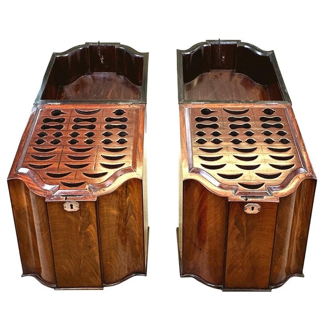A Delightful Pair Of 18th Century, Hepplewhite Period, Georgian Mahogany Pair Of Knife Boxes, Or Cutlery Boxes, Having...