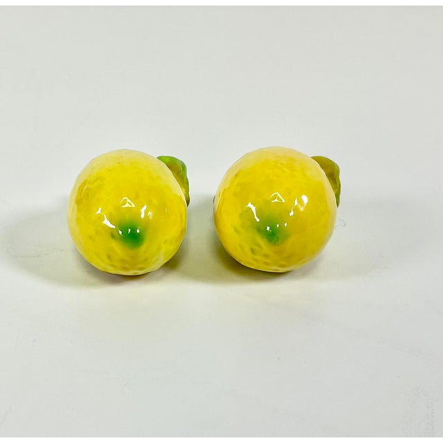 1970s Vintage Italian Mediterranean Hollywood Regency Lemon Salt & Pepper Shakers - A Pair For Sale - Image 11 of 15