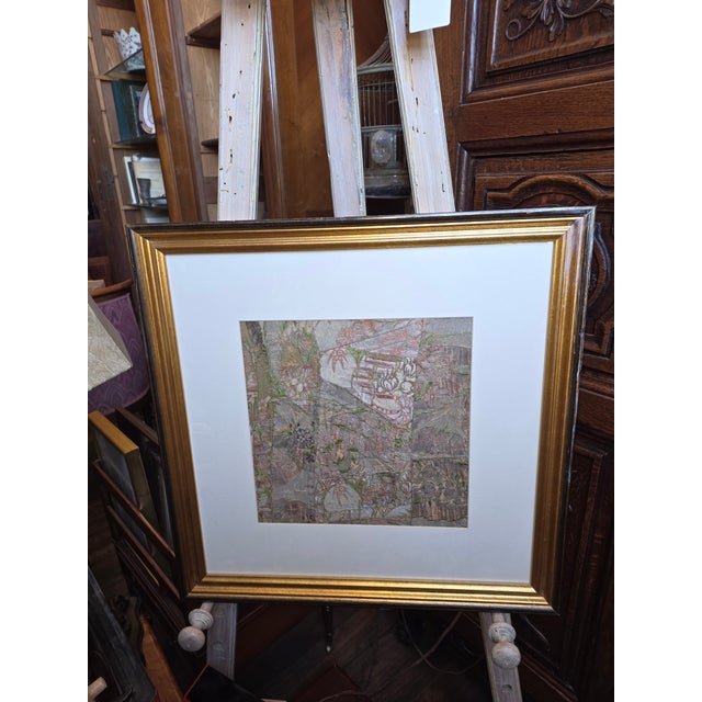 Textile 18th Century Metalic Thread Brocade Fragment Framed For Sale - Image 7 of 8