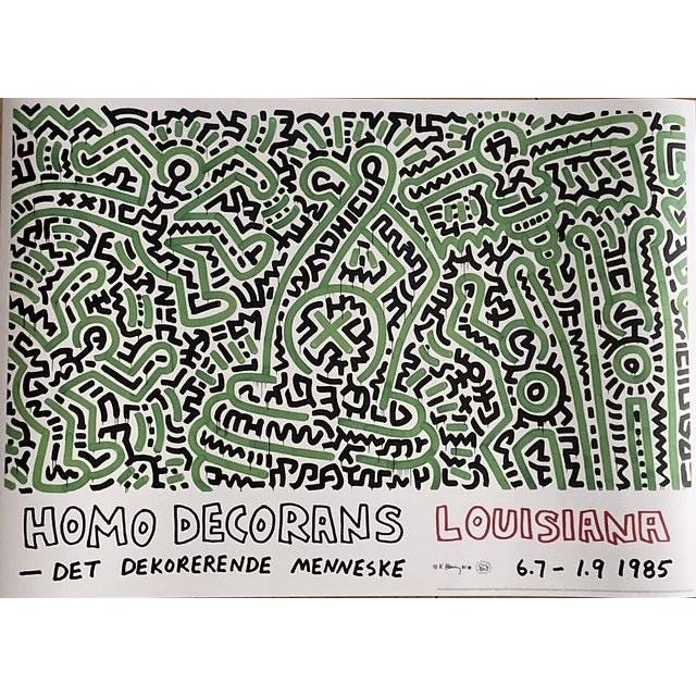 Anniversary poster from the Louisiana Museum of Modern Art archive featuring Homo Decorans (1985) by Keith Haring, one of...
