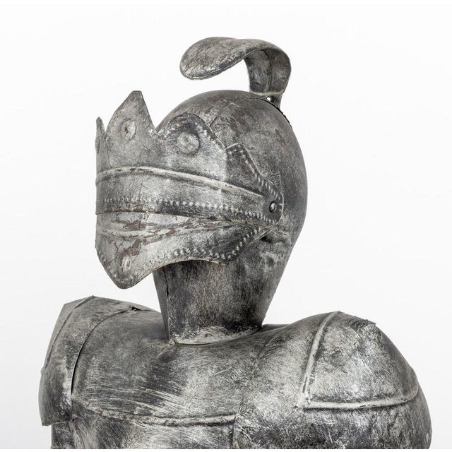 Silver Painted Tin Knight in Armor Sculpture For Sale - Image 8 of 11