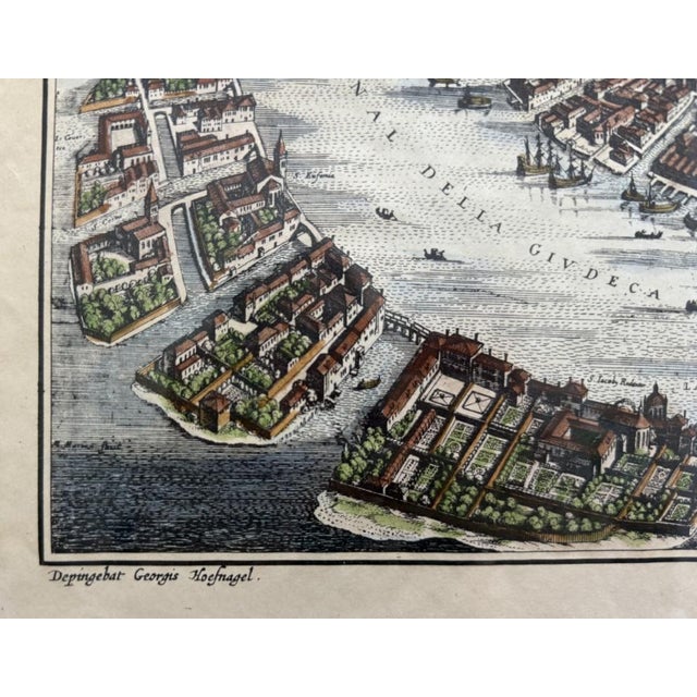 Gray C1650 Copperplate Engraving of Venice by Joan Blaeu For Sale - Image 8 of 11