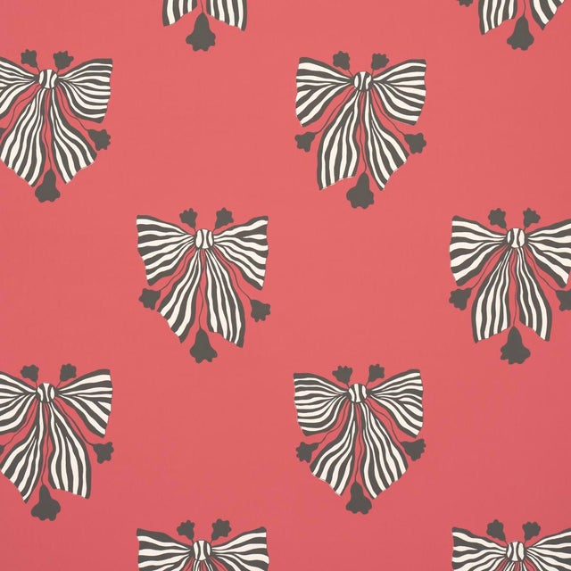 SAMPLE - Schumacher x Marian Mcevoy Bow-Wow-Wow Wallpaper In Red For Sale