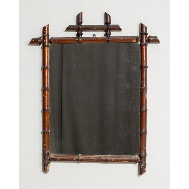 19th Century 19th Century France Brown Wood Mirror For Sale - Image 5 of 10