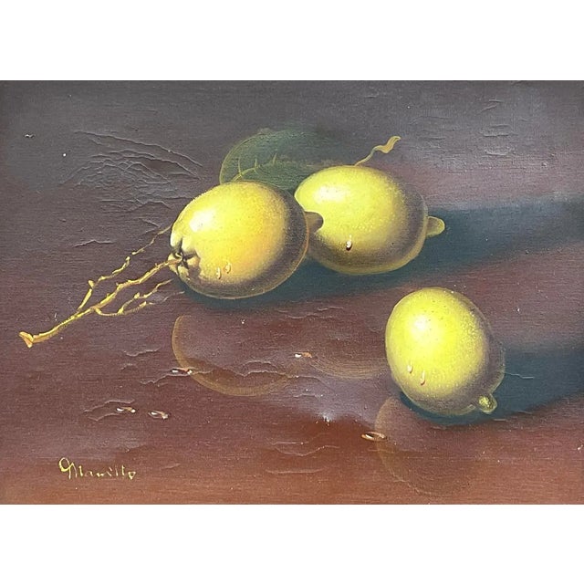 Vintage Original Lemon Still Life Oil Painting For Sale - Image 10 of 12
