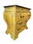 French Provincial French Provincial Bombe Commode With Marble Top in Distressed Mustard Finish For Sale - Image 3 of 14