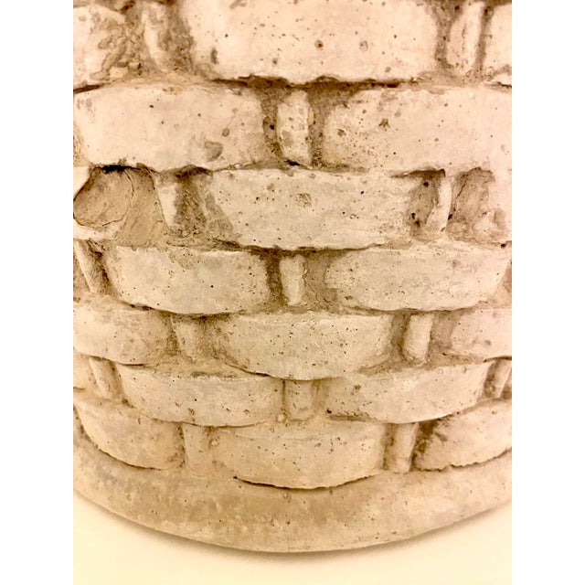1960s Mid- Century Concrete Planter Basket With Handle, Woven Design and a Bow Detail. For Sale - Image 4 of 12