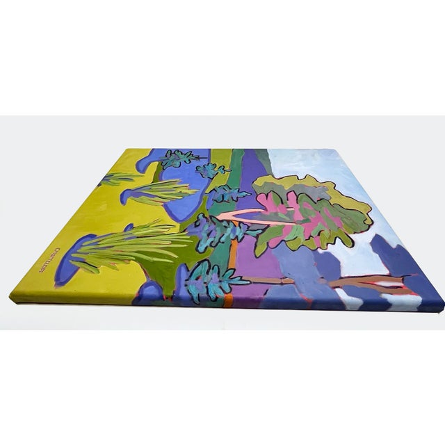 Pine Tree Mirage Stylized Landscape Oil Painting, Contemporary Plein Air For Sale In New York - Image 6 of 6